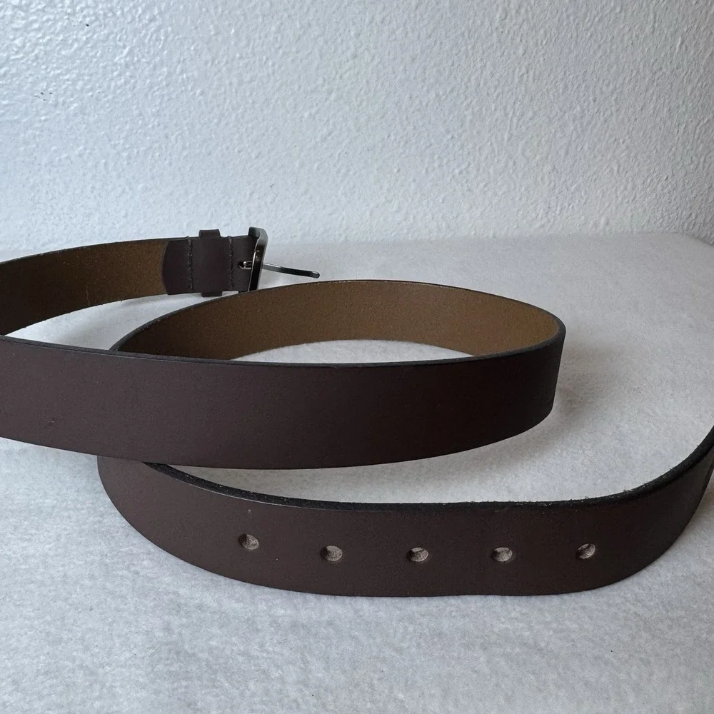 Timberland Brown Leather Belt 38 Adjustable Buckle Assembled In USA Classic